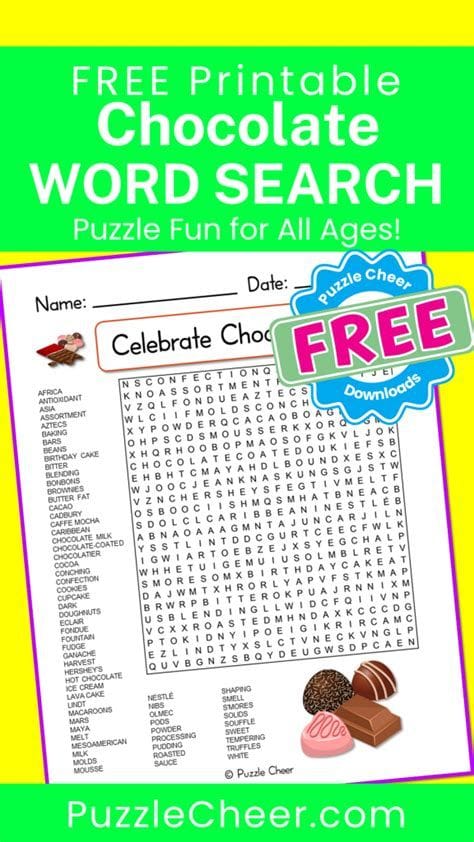 Chocolate Word Search Puzzle Print for Free Today