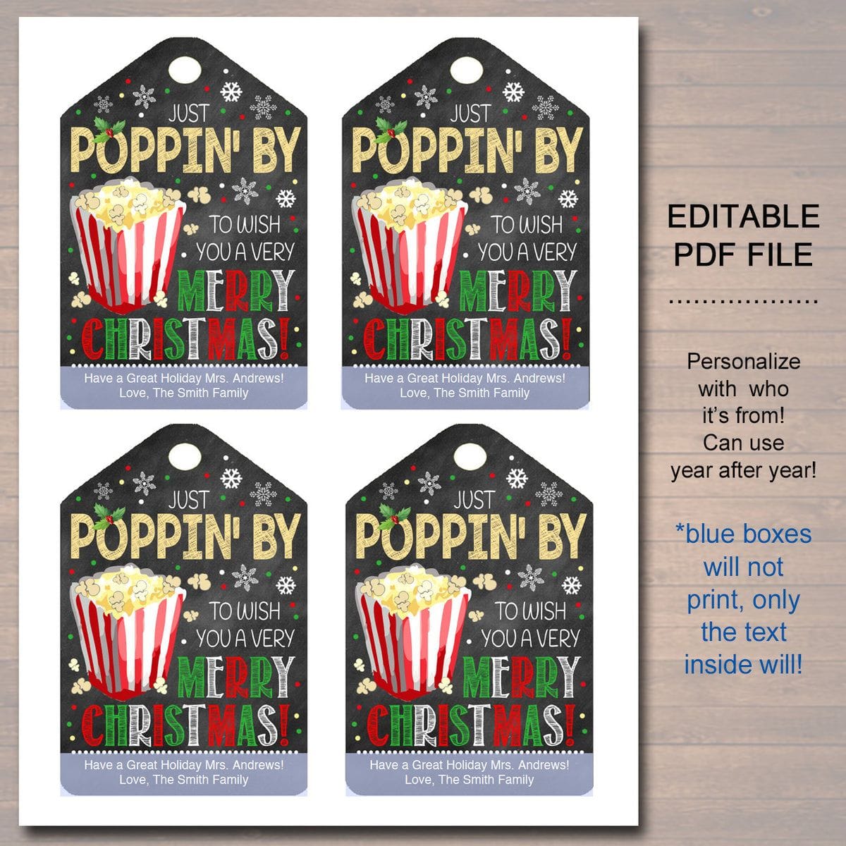 Christmas Popcorn Gift Tag