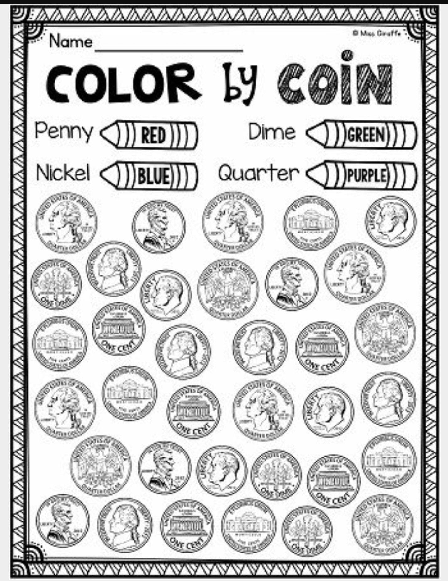 Printable Coin Sheets For Kids