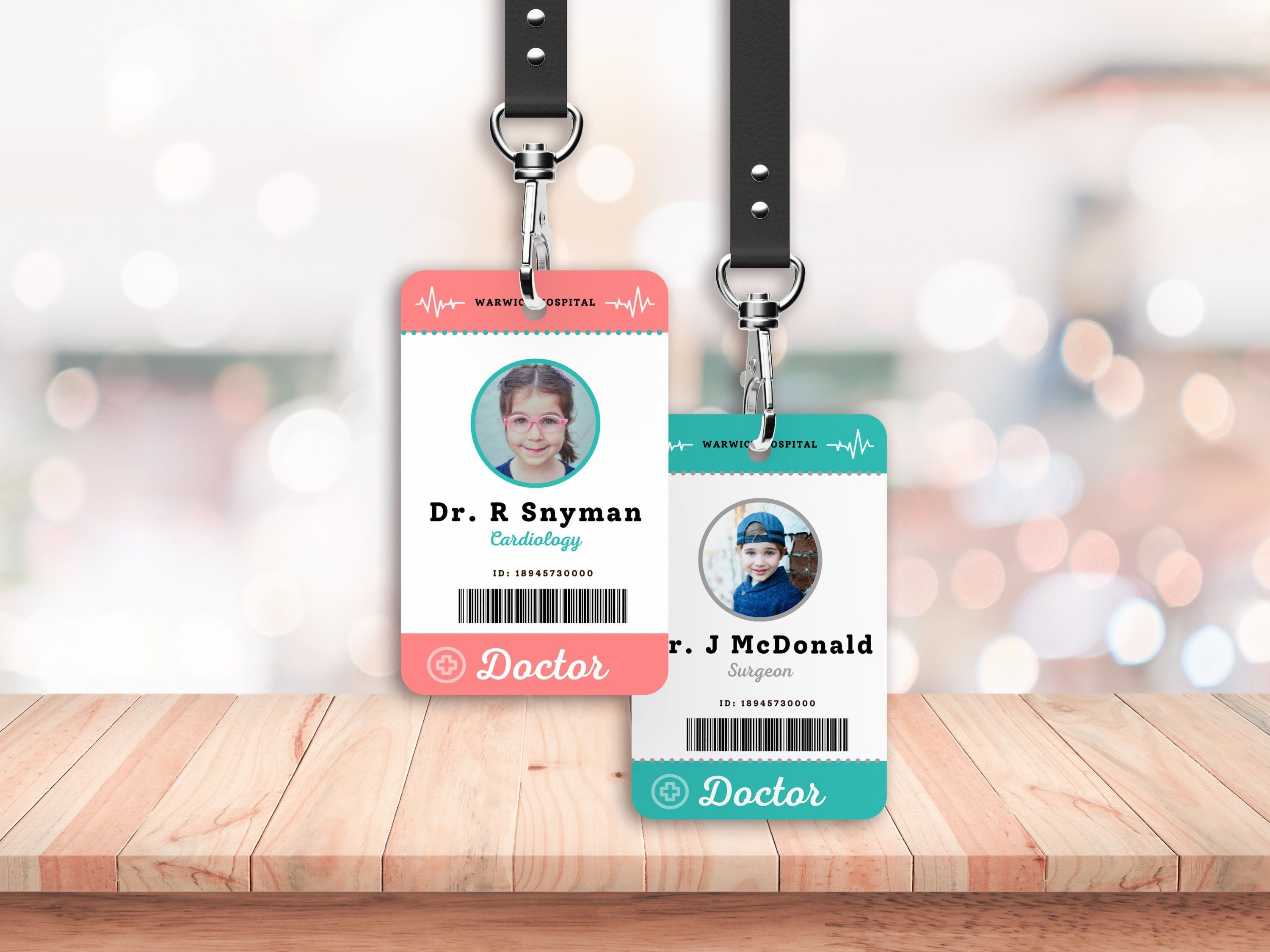 Kids Doctor ID Badge Printable Editable Hospital Staff ID