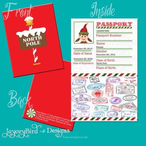 Items similar to Elf Passport Printable Christmas North Pole Boy or