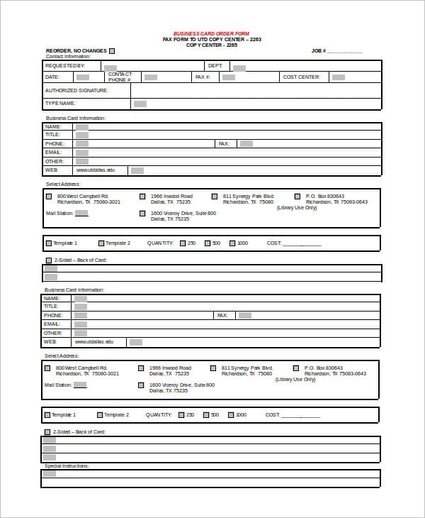 FREE 9+ Sample Business Forms in PDF