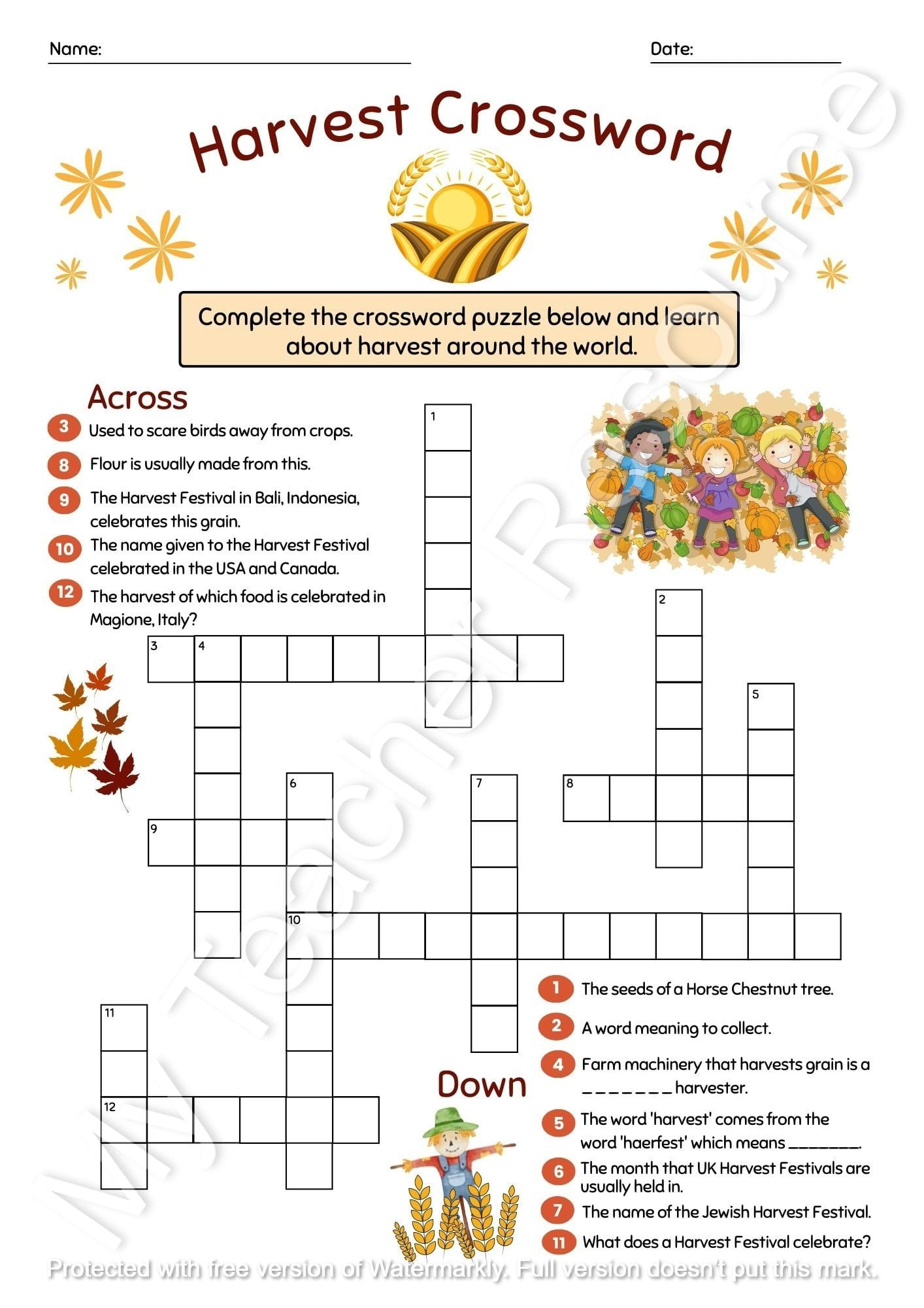 Harvest Word Search Printable