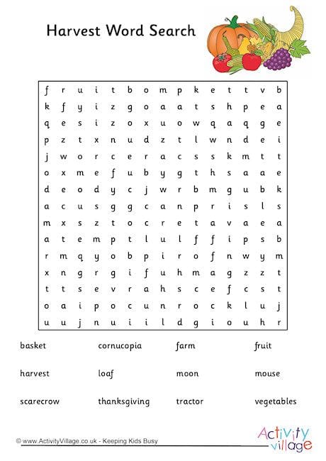 Harvest Word Search