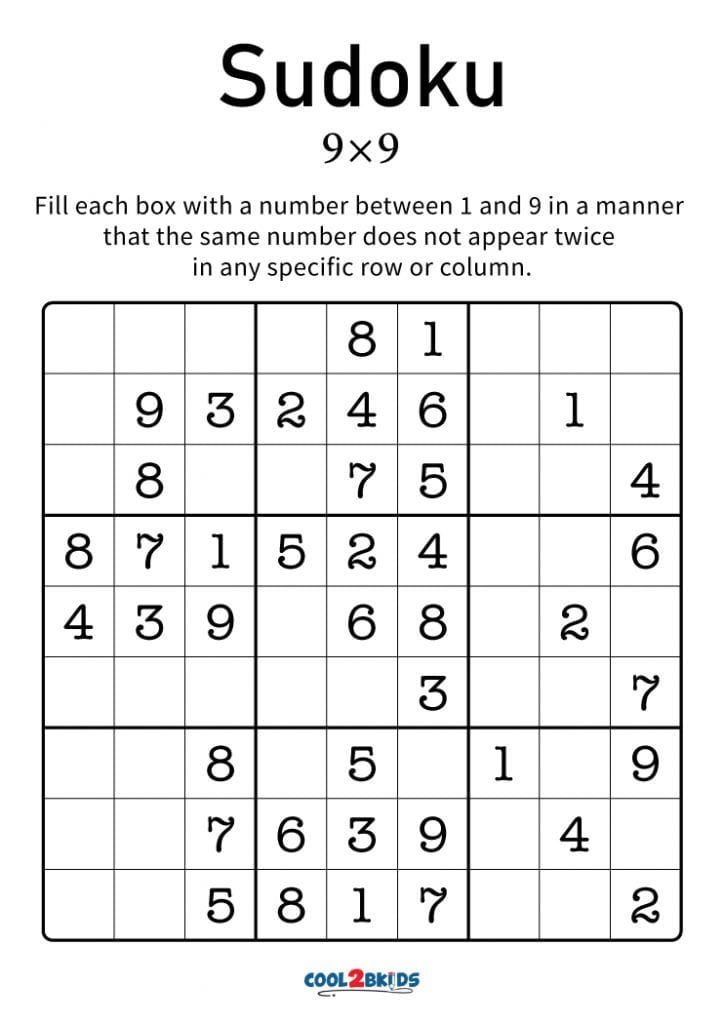 Free Printable Large Print Sudoku Puzzles