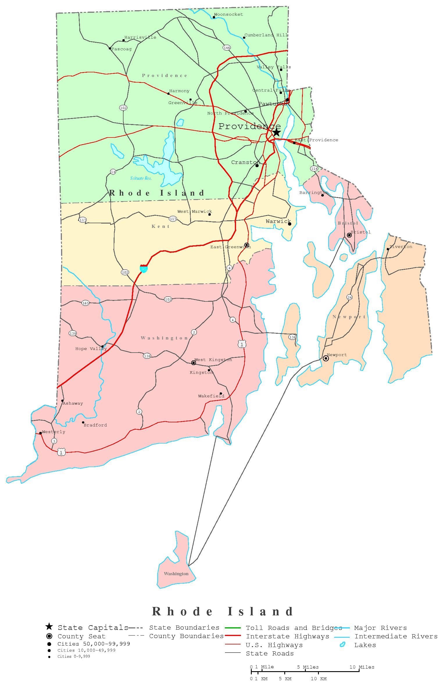 State And County Maps Of Rhode Island