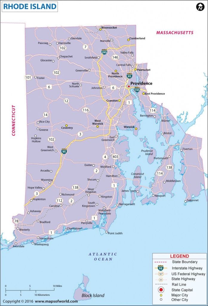 Printable Map Of Rhode Island