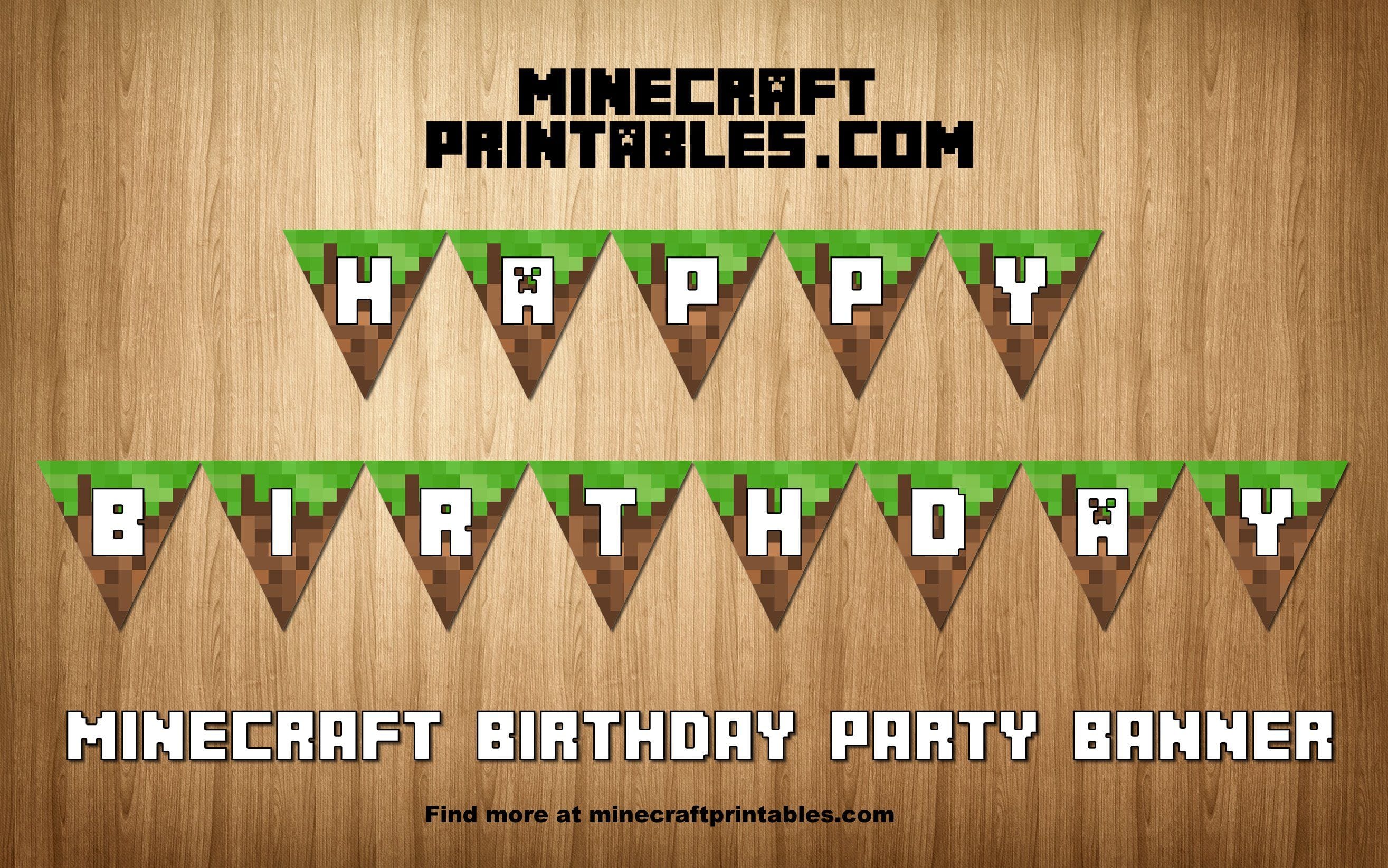 Free Printable Minecraft Happy Birthday Banners