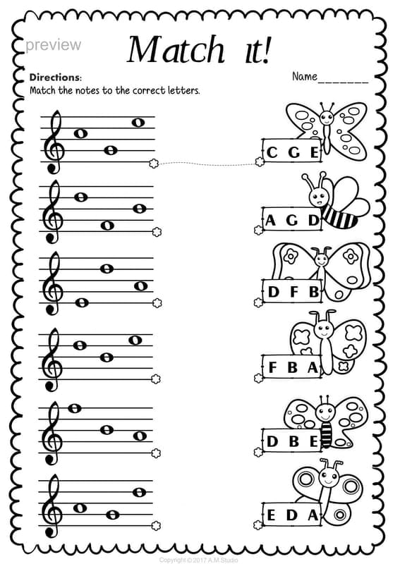 Music Worksheets For Kids