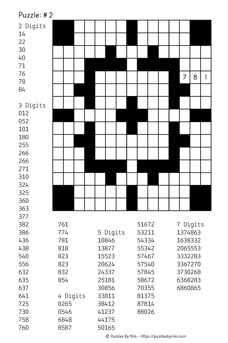 Number Puzzles Printable Free Adults