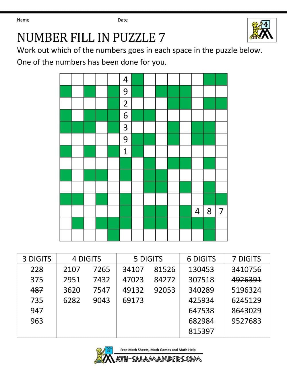 Number Puzzles Printable Free Adults