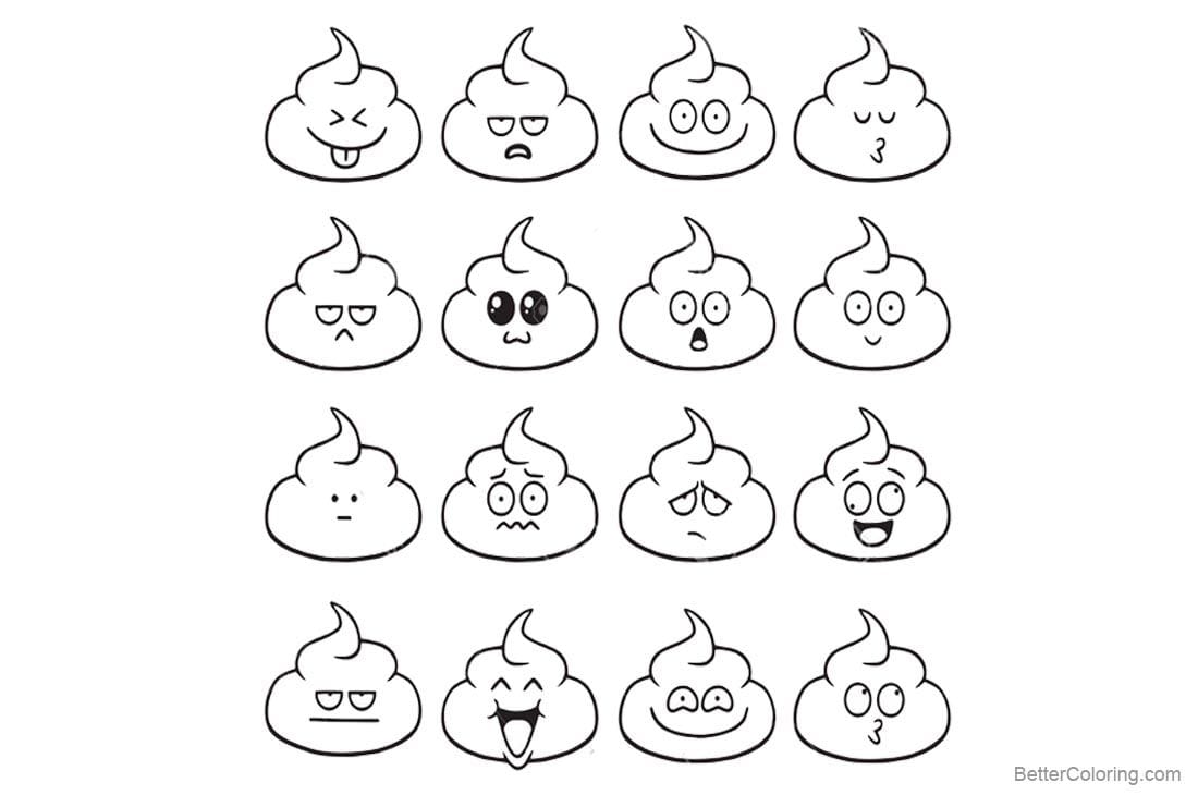 Poop Emoji Coloring Pages