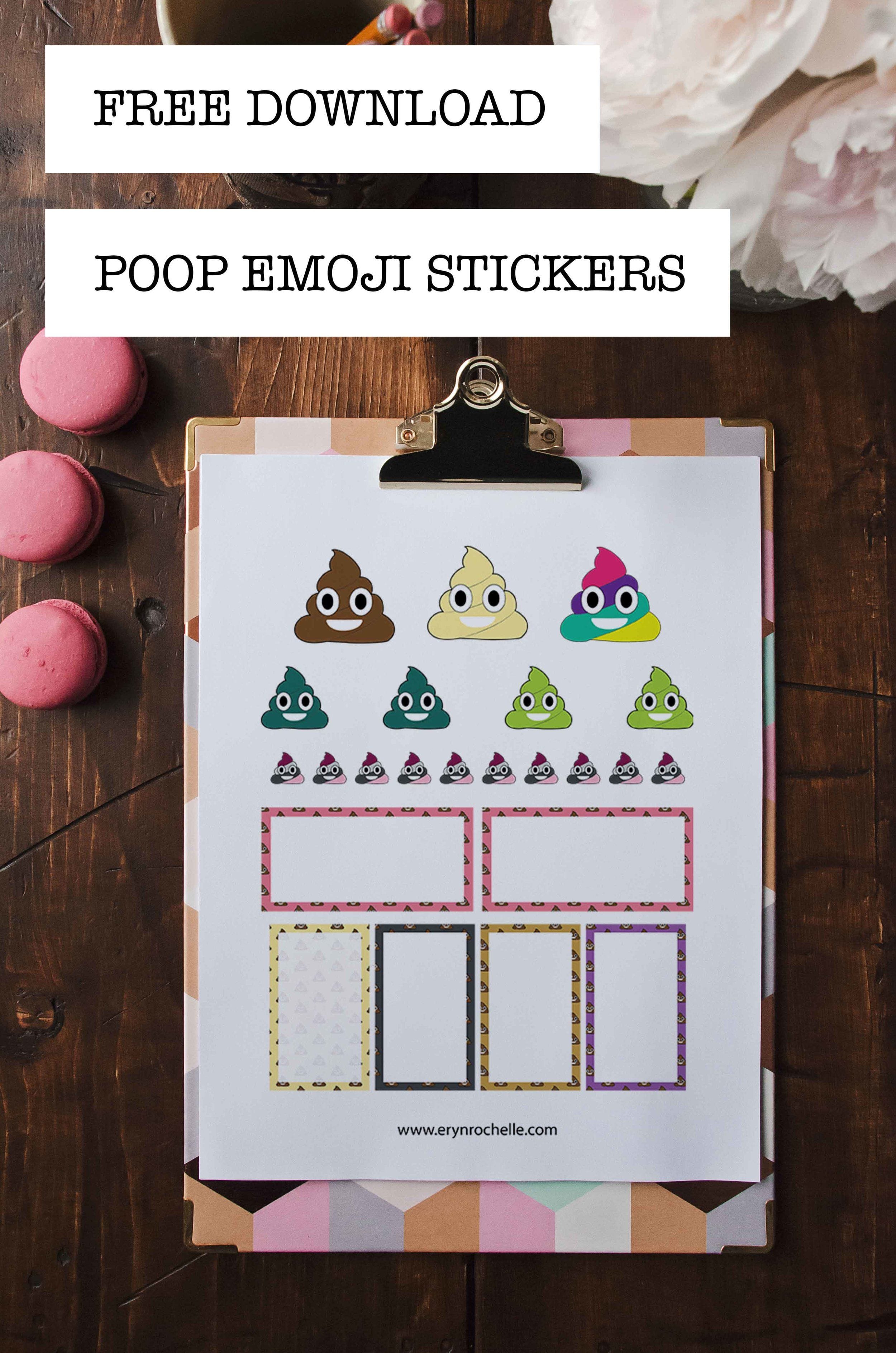 Free Printable: Poop Emoji Sticker Pack