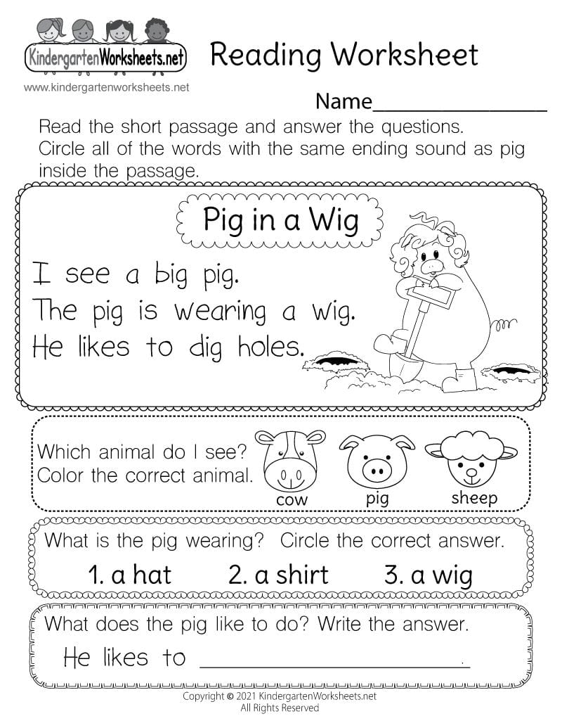 Free Printable Reading Worksheets