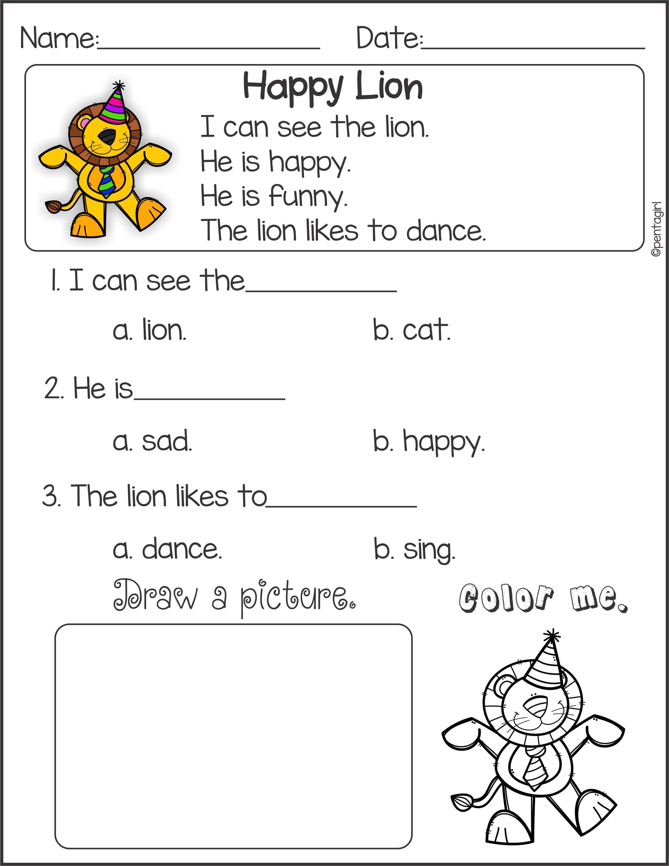 Learning To Read Worksheet