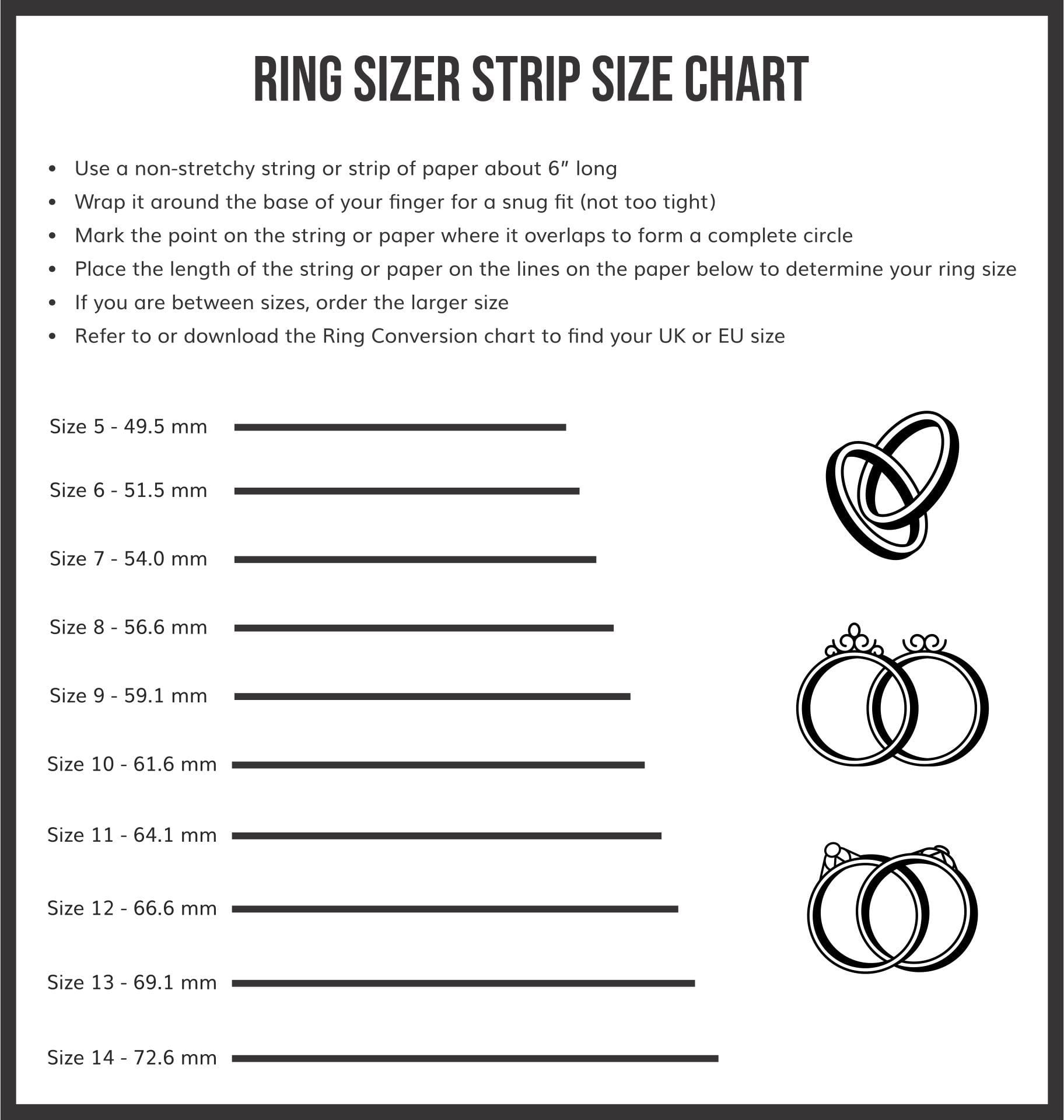 Printable Ring Sizing Chart