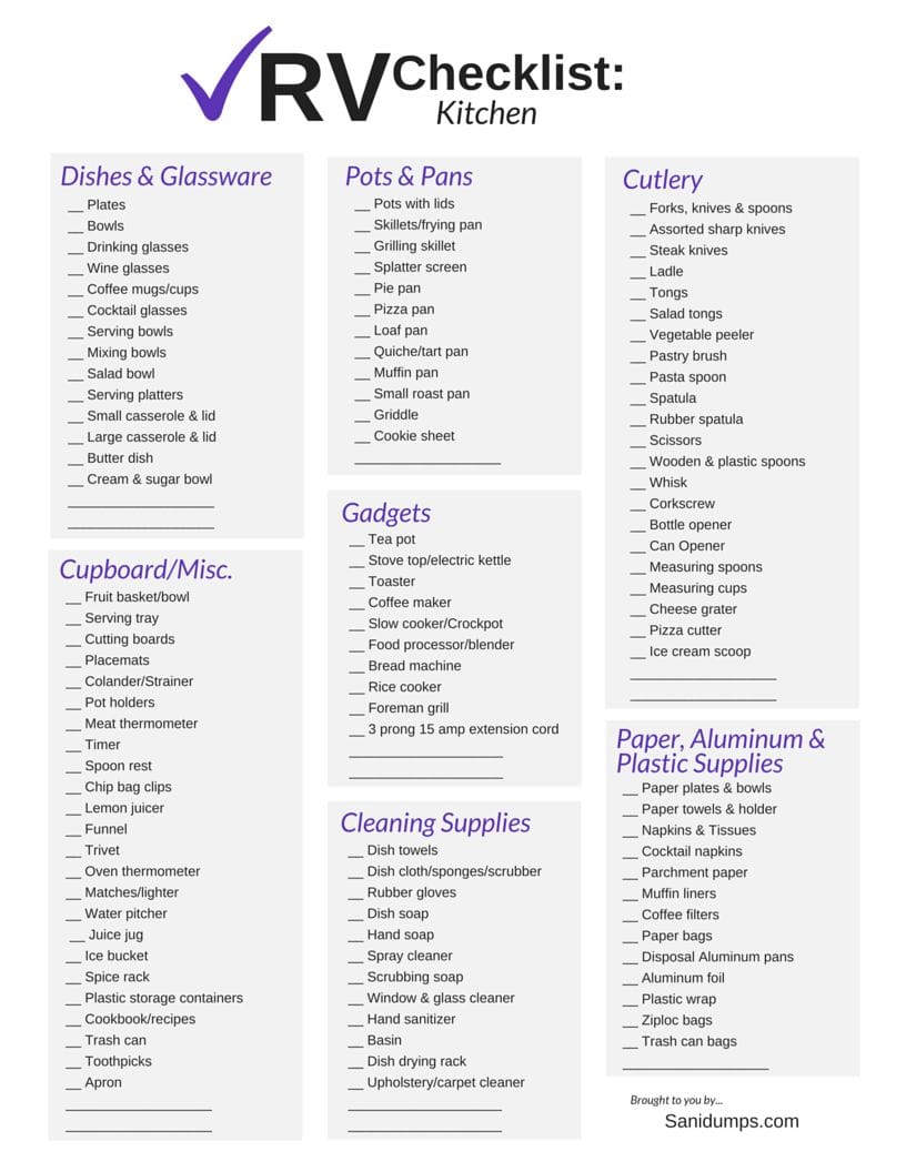 Free Printable Rv Setup Checklist