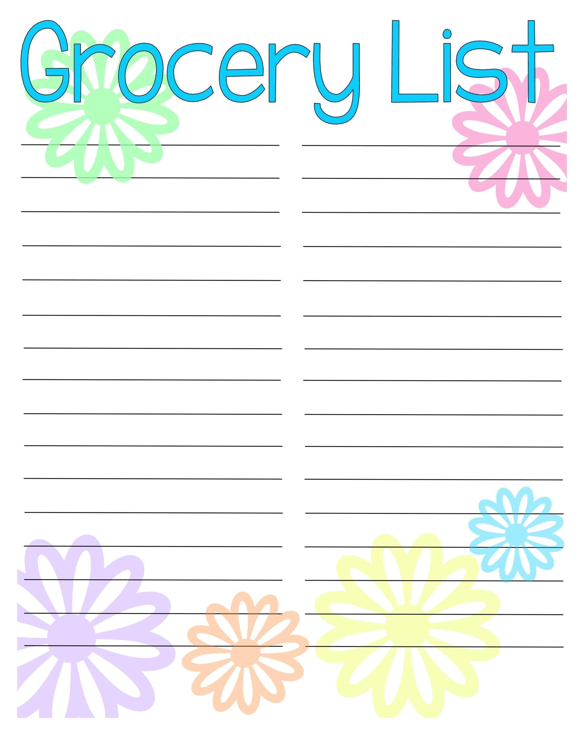 Free Printable Shopping List Template