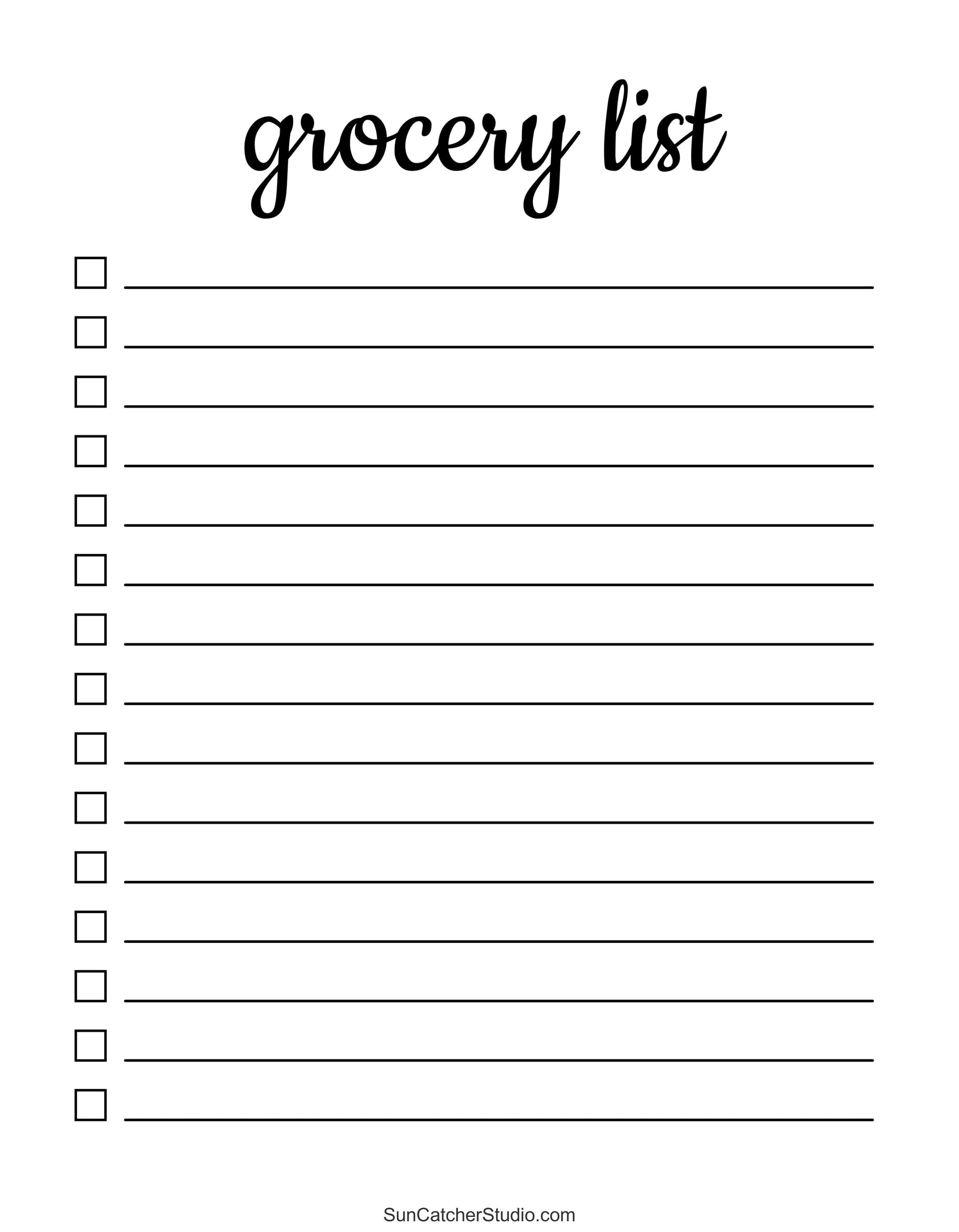 Free Printable Blank Grocery Shopping List