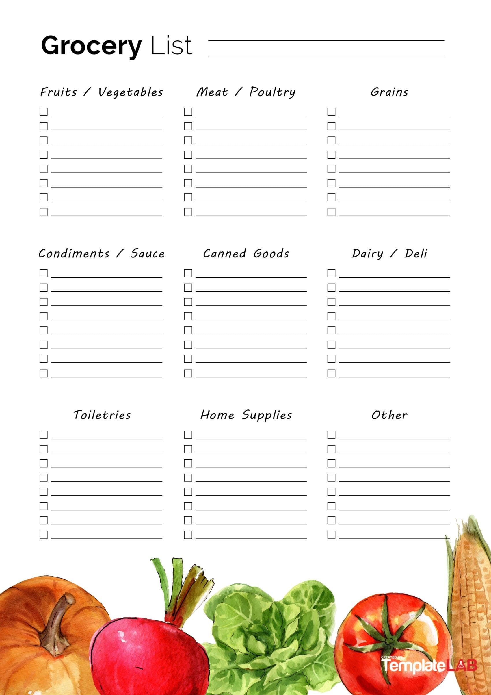 Grocery Shopping List Template