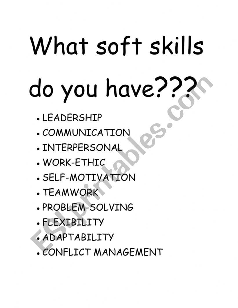 Soft Skills Worksheet Printable