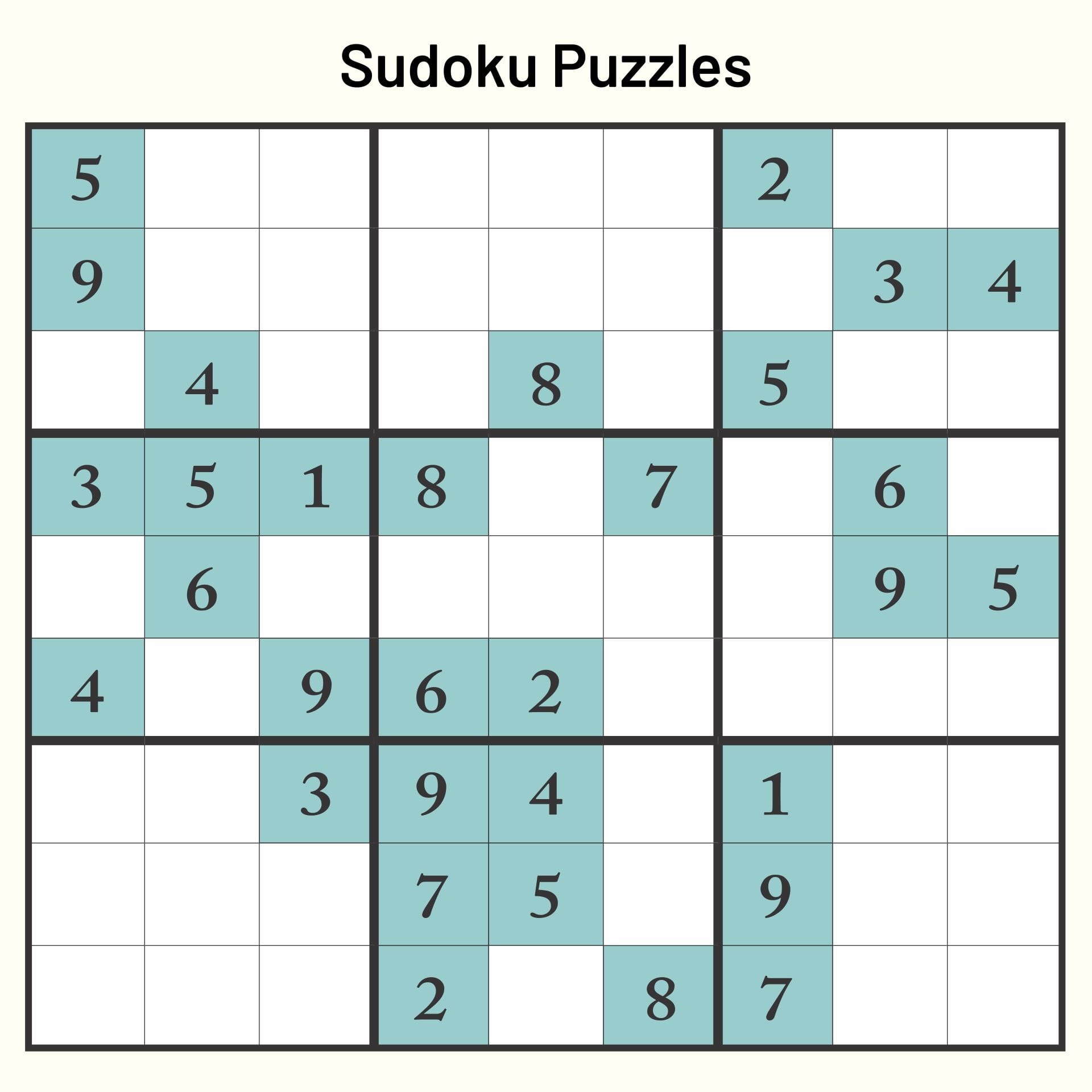 Sudoku Puzzles To Print