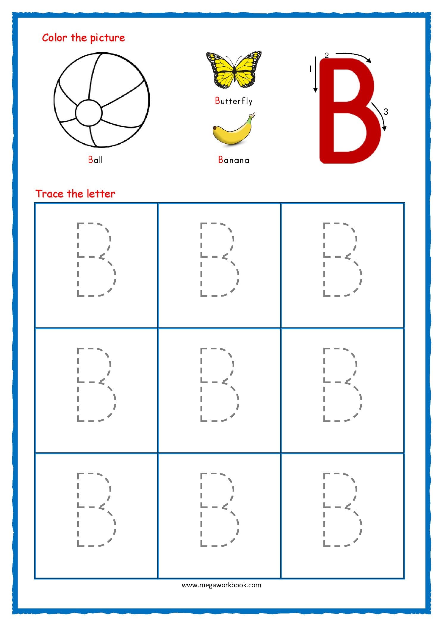 Free Printable Letter B Tracing Worksheets