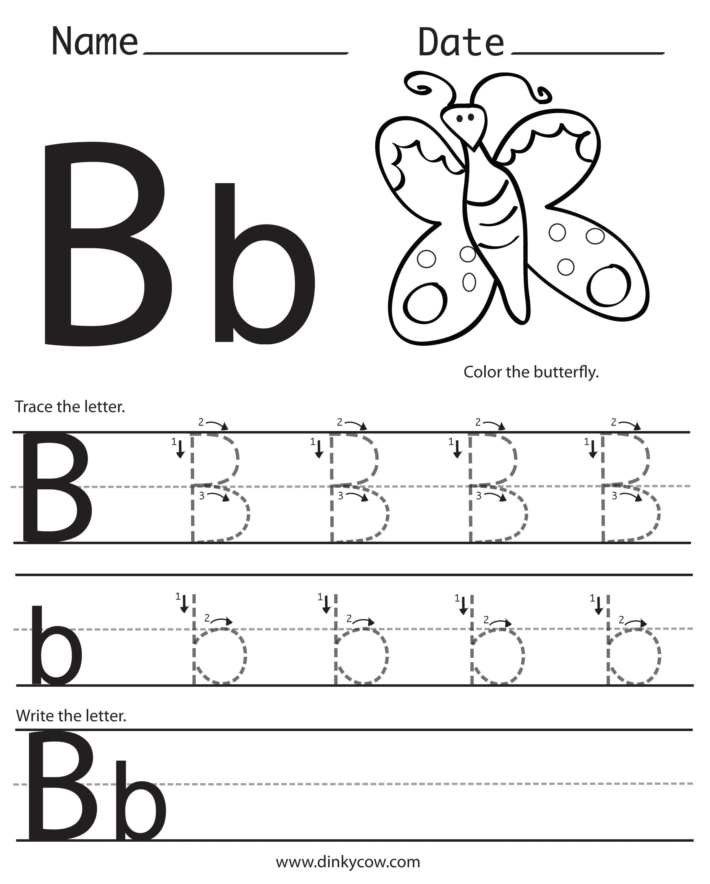 Trace Letter B Worksheets