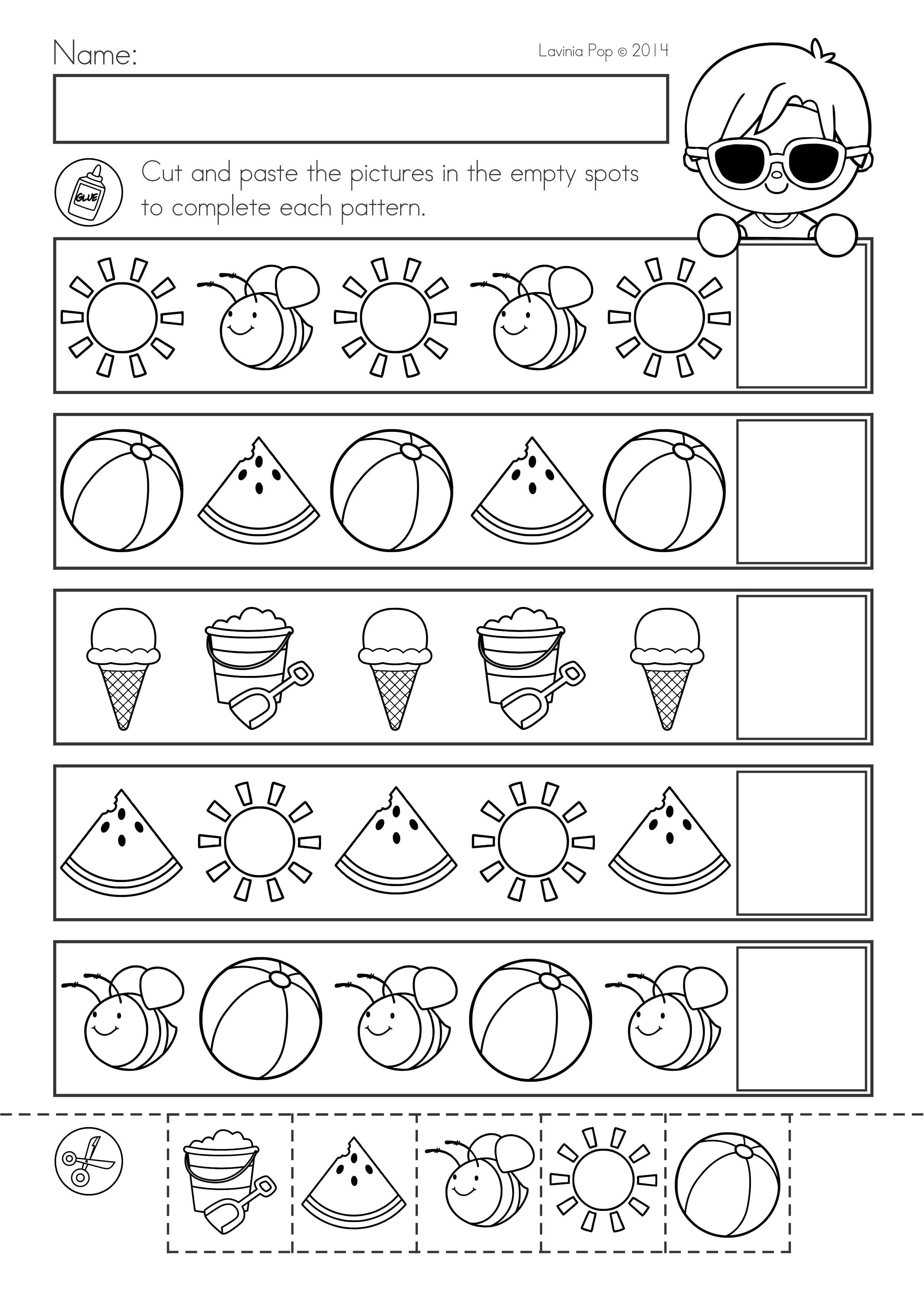 Free printable summer math activities for kindergarten