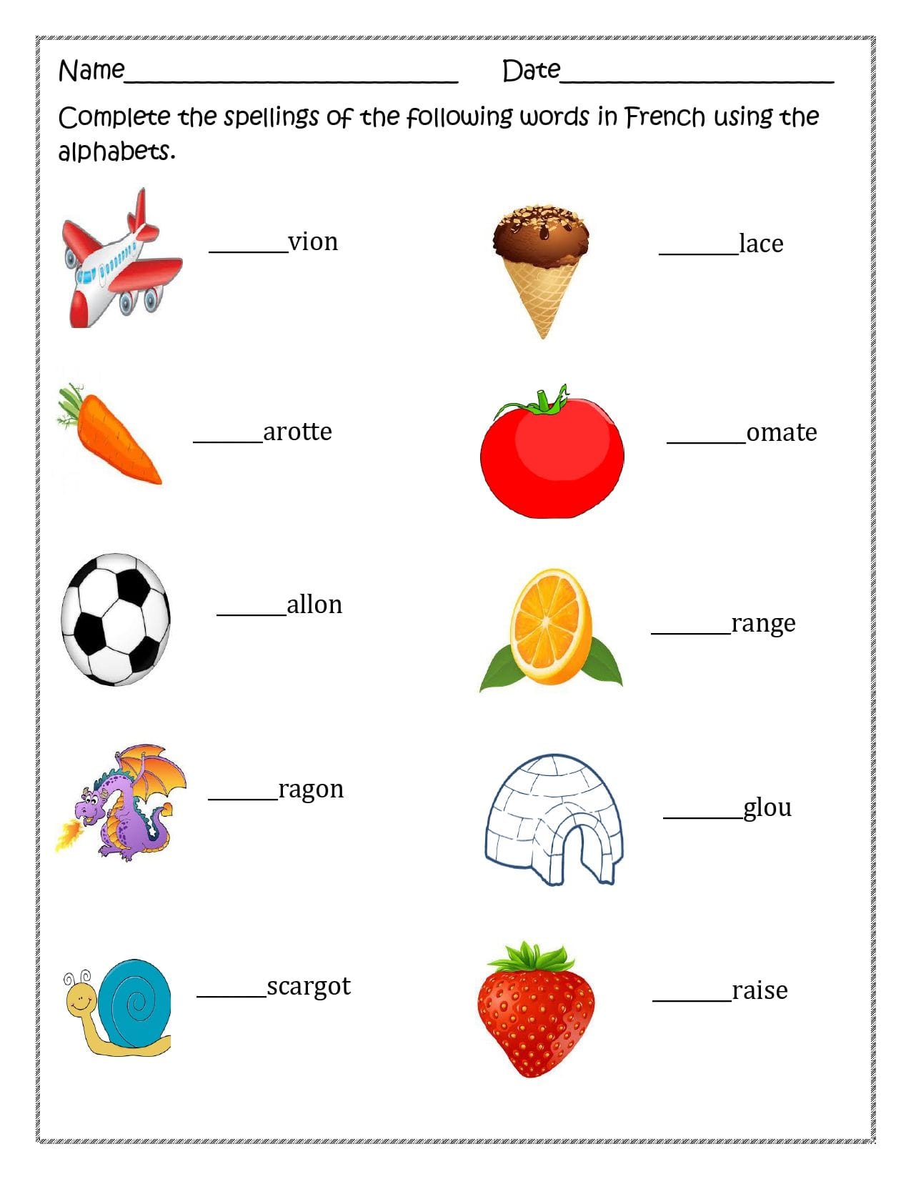 French Alphabet worksheet for Distance Learning