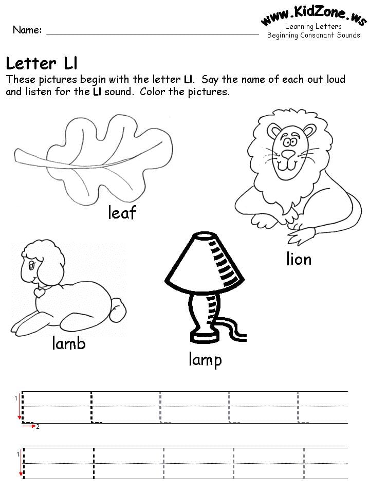 Letter L Coloring Worksheet