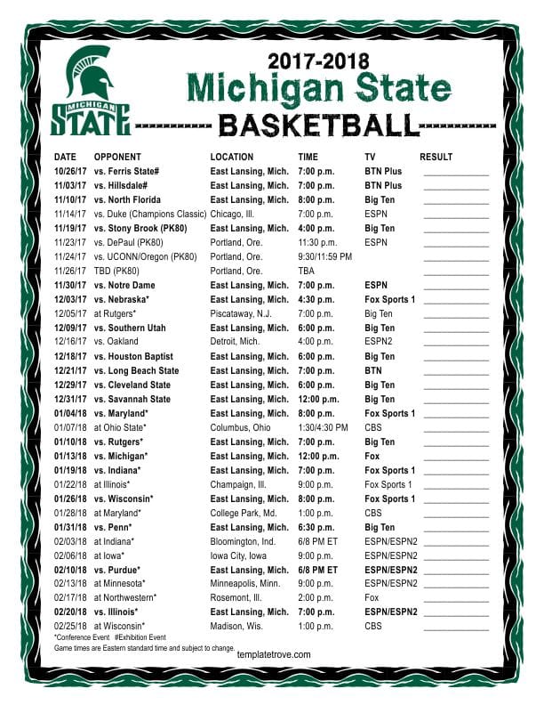 Michigan State Basketball Schedule 2024