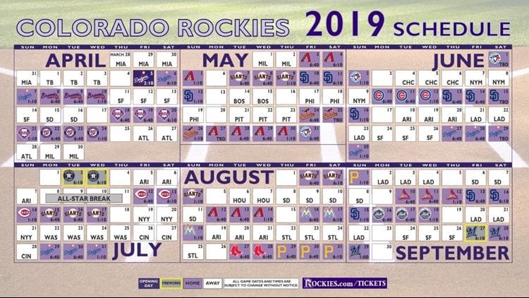 Rockies Printable Schedule 2023