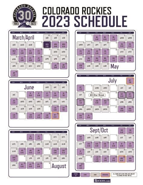 Rockies Schedule 2023 Printable