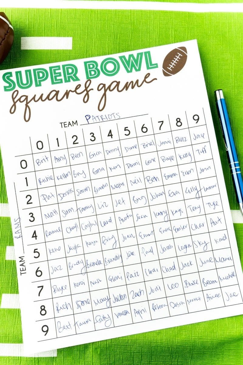 Free Super Bowl Squares Template