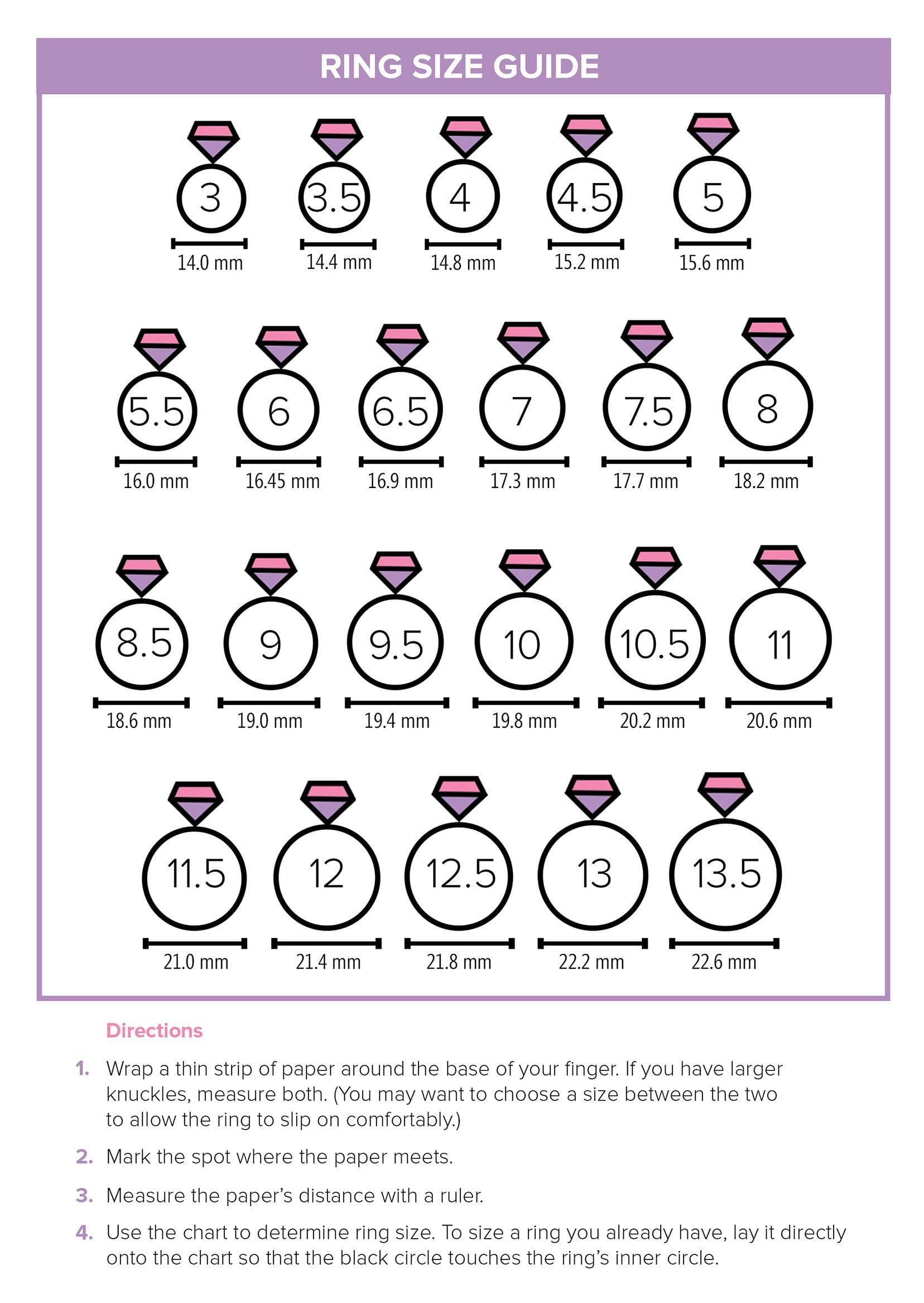 Ring Size Chart Printable Pdf