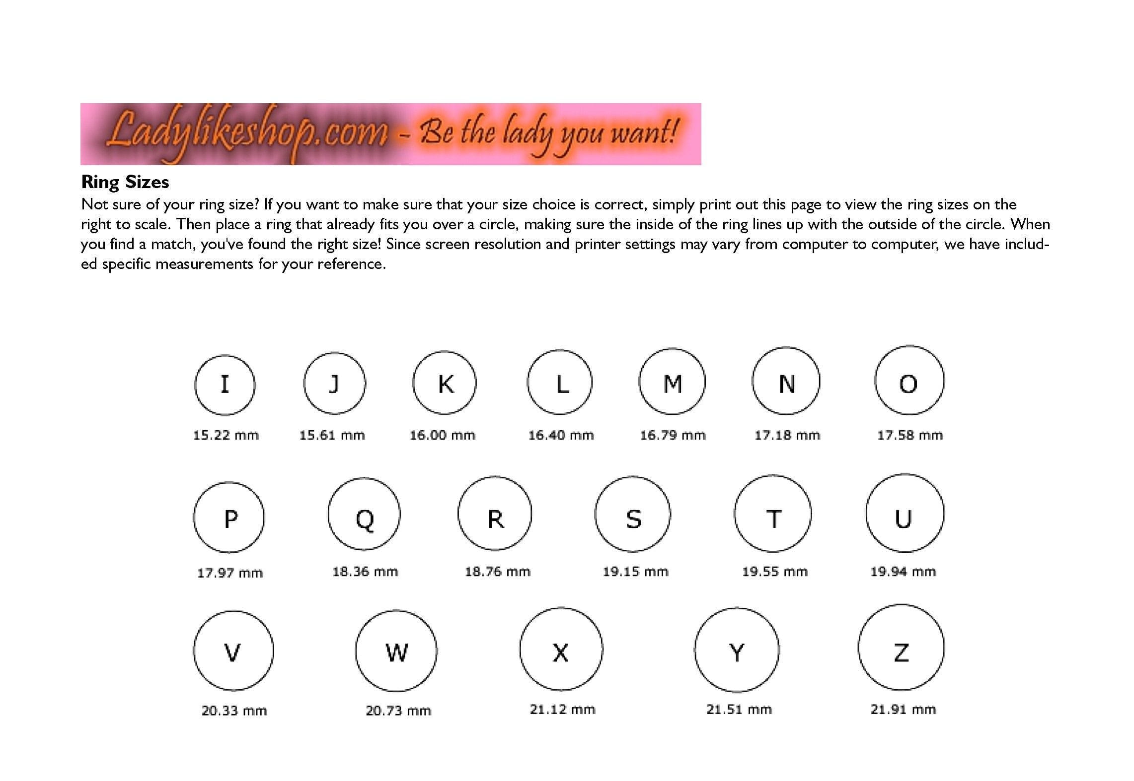 Printable Ring Sizer Chart Find Your Ring Size Instantly With Our