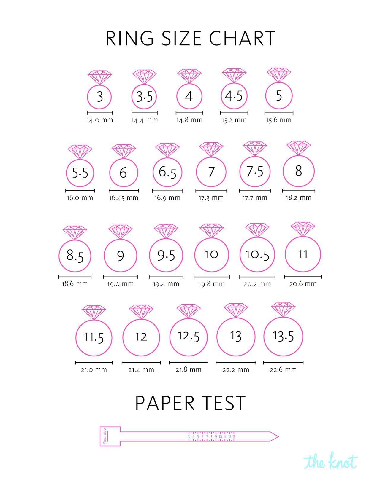 Mens Ring Size Chart Guide