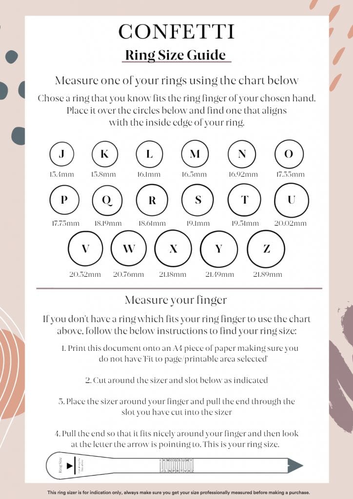 Printable Ring Sizing Chart