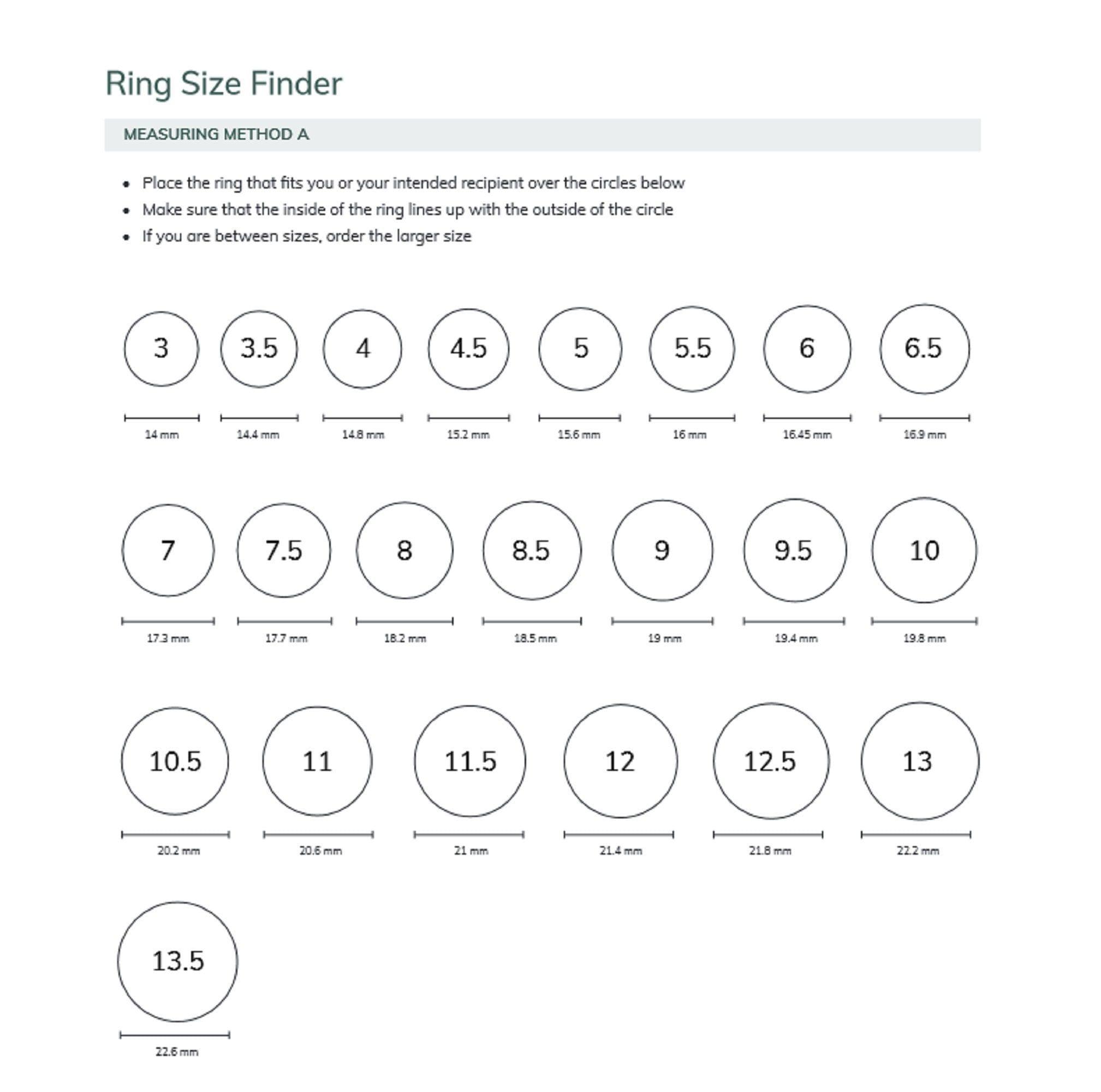 Printable Ring Size Chart