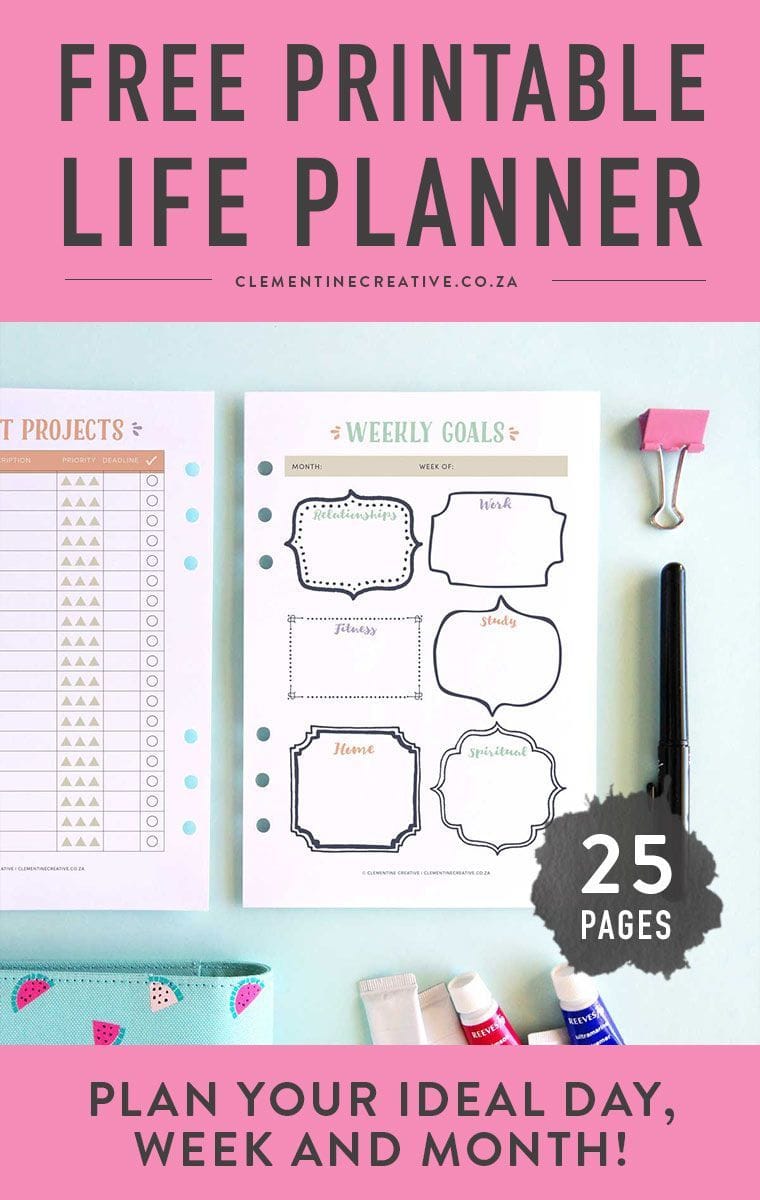 Download this free printable life planner to help you get organized