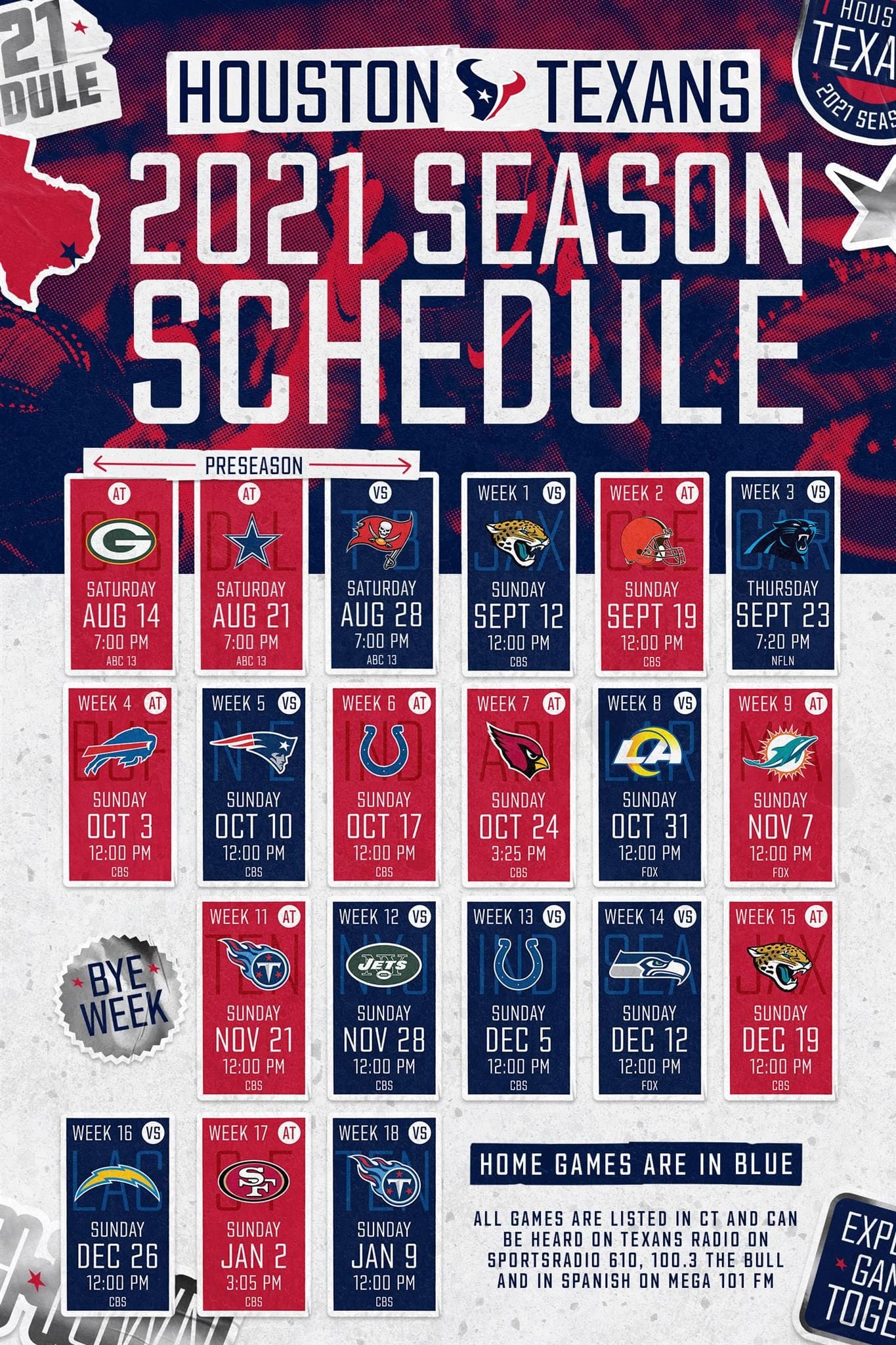 Houston Texans Schedule 2021: Dates