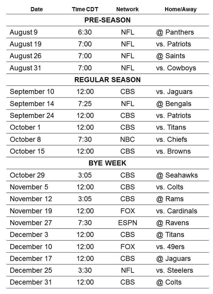 Printable Texans Schedule