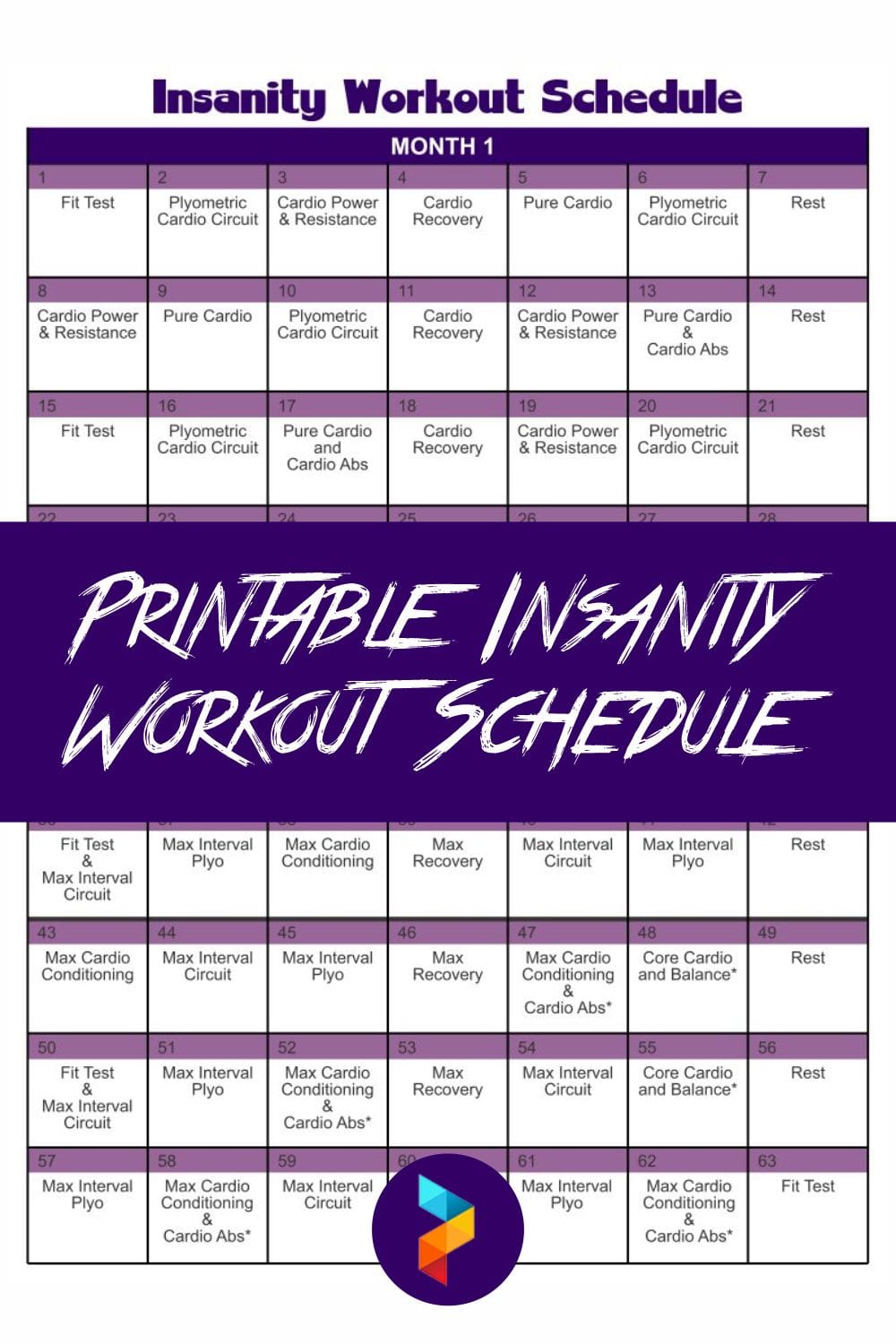 Insanity Workout Sheet Template in Word