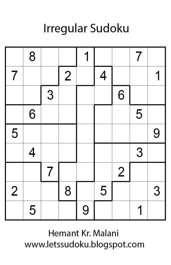 Printable Irregular Sudoku Puzzles