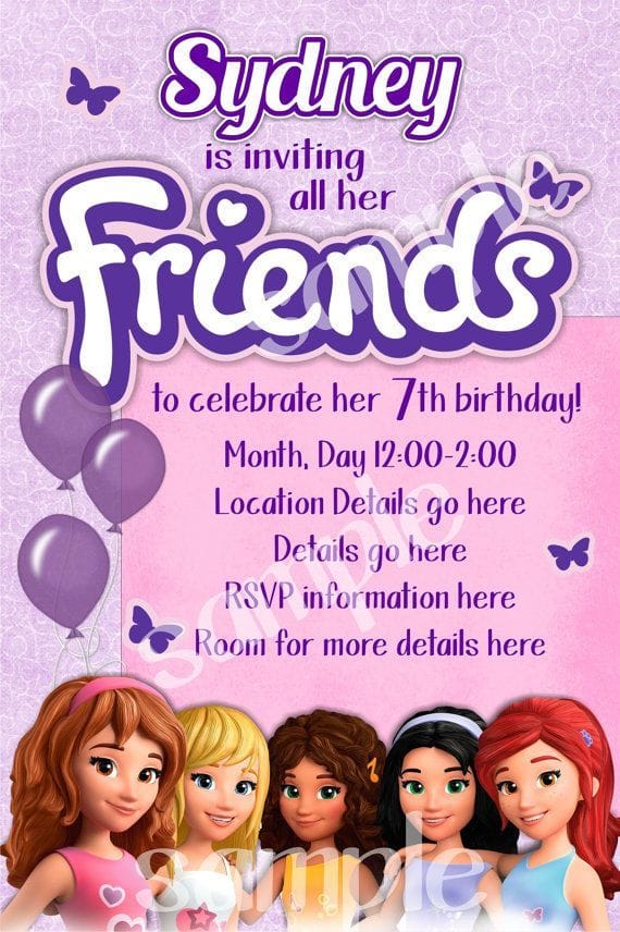 Lego Friends Party Invitations Template