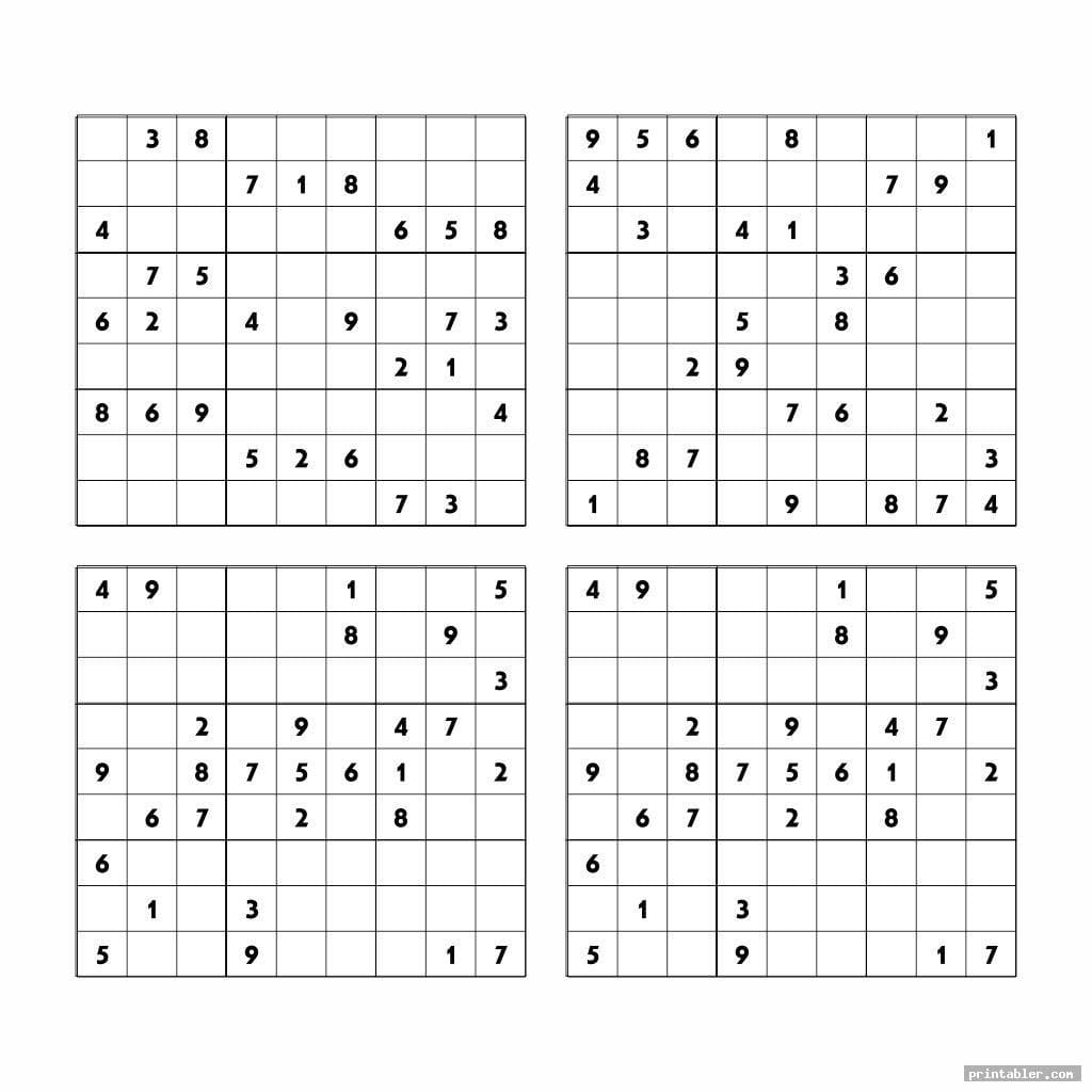 Medium Printable Sudoku Puzzles 4 Per