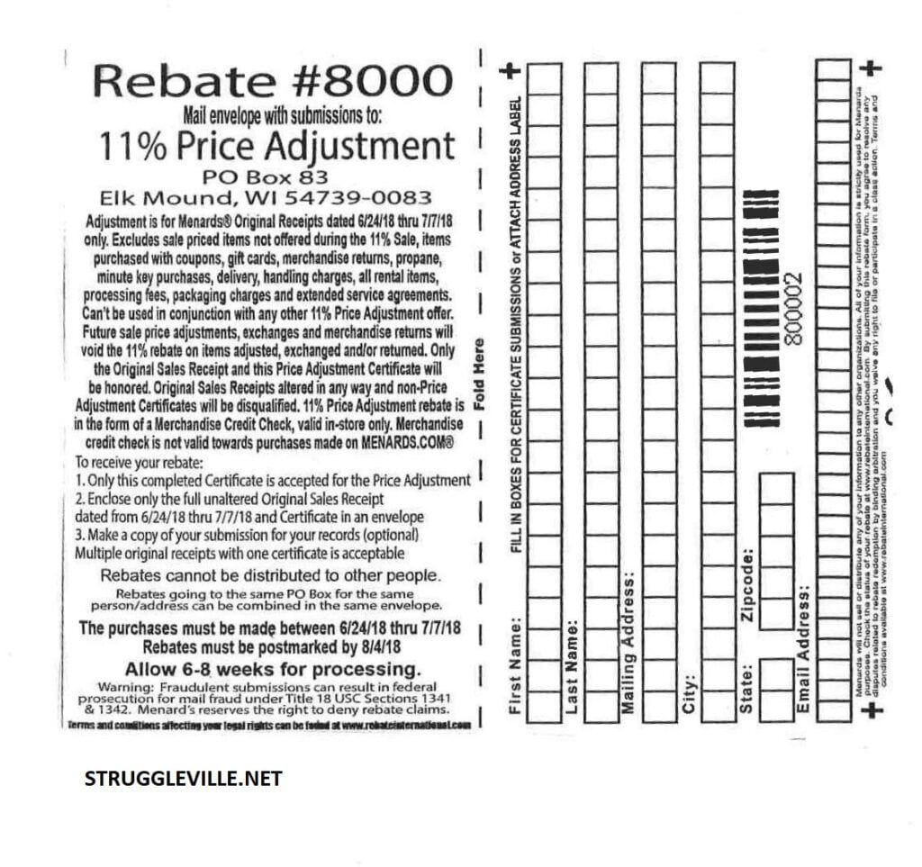 Menards Rebate Printable Form