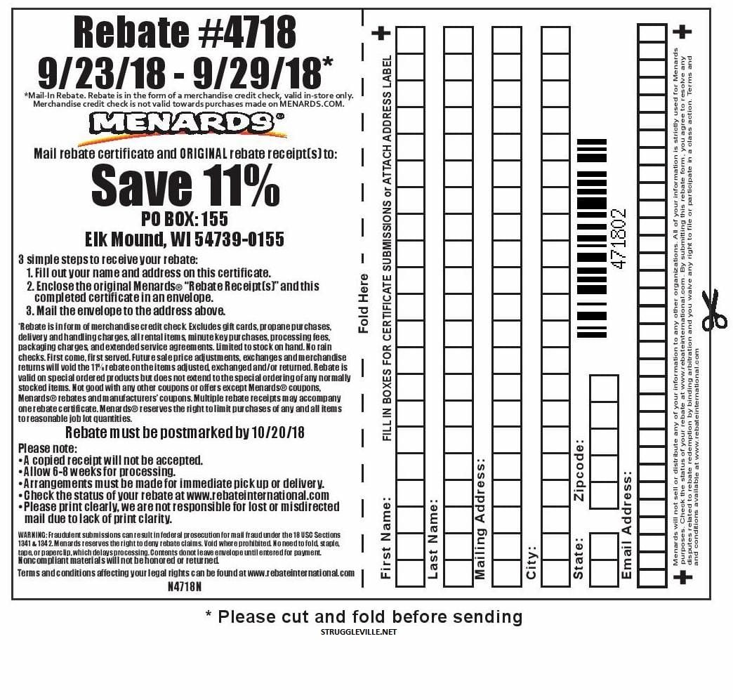 Menards Rebate Form 55596