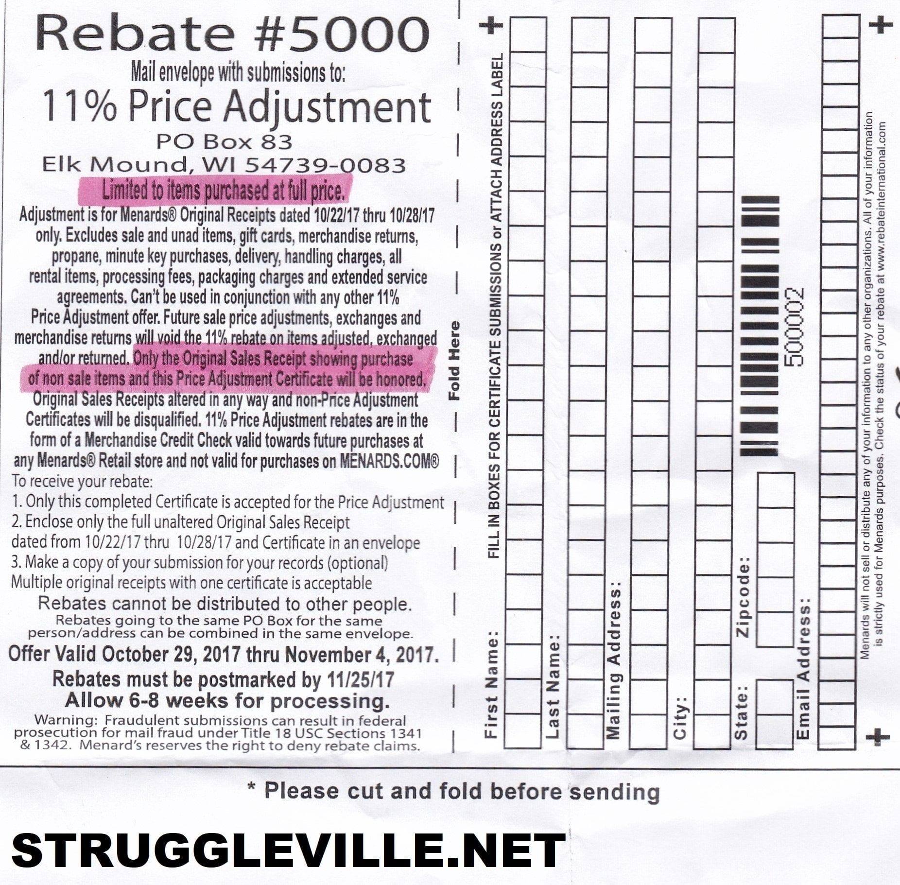 11 Price Adjustment Rebate Form Menards